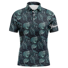 Load image into Gallery viewer, Mens golf polo shirts with monstera leaves tropical custom name golf shirt, golfing gifts NQS5921