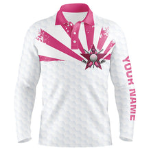 Load image into Gallery viewer, White and Pink Men golf polo shirts custom Breast cancer awareness golf tournament shirts for men NQS8220