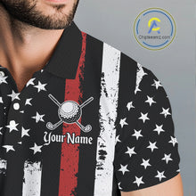 Load image into Gallery viewer, Red, White and Black American Flag Mens Golf polo shirts Custom Patriotic Team Golf attire for men NQS10430