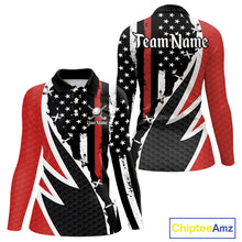 Load image into Gallery viewer, Red, White and Black American Flag Women Golf polo shirt Custom Patriotic Team Golf attire for ladies NQS10430