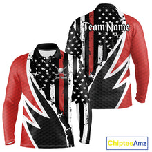 Load image into Gallery viewer, Red, White and Black American Flag Mens Golf polo shirts Custom Patriotic Team Golf attire for men NQS10430