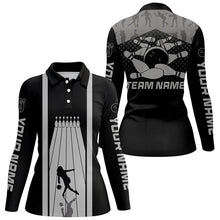Load image into Gallery viewer, Black and Gray Retro Bowling Shirts For Women Custom team bowling jerseys, bowling clothes womens NQS8451