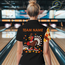 Load image into Gallery viewer, Funny Bowling Turkey Thanksgiving Women Bowling Shirt argyle pattern Custom Team Bowling Jersey NQS10848