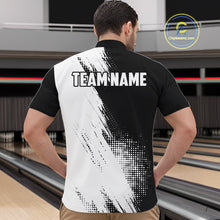 Load image into Gallery viewer, Custom Black and White Strike Bowling Shirts Men Polo, Quarter Zip Bowling Team Jersey Bowling League NQS11038