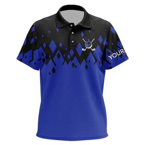 Black and Blue pattern Kid Golf Polo Shirts custom golf attire for kid, unique golf gifts NQS9152