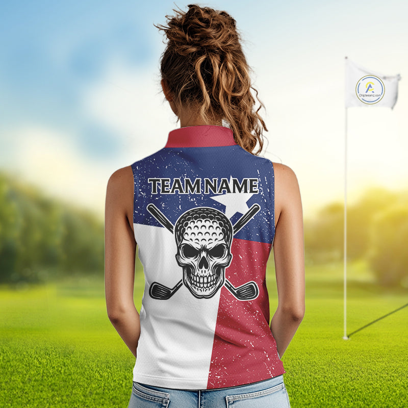 Grunge Texas Flag Sleeveless Golf Polo Shirts Custom patriotic Texas Team Golf outfit for ladies NQS11240