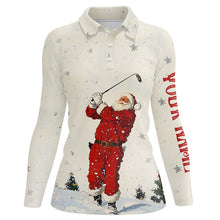 Load image into Gallery viewer, Snow Golfing Santa Women golf polo shirt custom Christmas golf shirts for ladies, cool golf gifts NQS8910