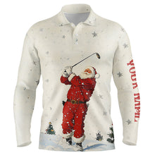 Load image into Gallery viewer, Snow Golfing Santa Men golf polo shirt custom Christmas golf shirts for men, cool golf gifts NQS8910