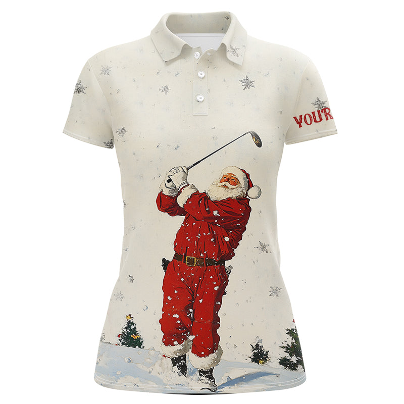 Snow Golfing Santa Women golf polo shirt custom Christmas golf shirts for ladies, cool golf gifts NQS8910