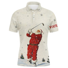 Load image into Gallery viewer, Snow Golfing Santa Men golf polo shirt custom Christmas golf shirts for men, cool golf gifts NQS8910