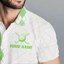 Load image into Gallery viewer, Green argyle pattern Mens golf polo shirts custom peace love golf team jerseys, golf attire for men NQS9505