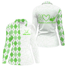 Load image into Gallery viewer, Green argyle pattern Women Golf Polo Shirt custom peace love golf team jerseys, golf attire for women NQS9505