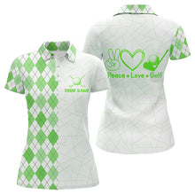 Load image into Gallery viewer, Green argyle pattern Women Golf Polo Shirt custom peace love golf team jerseys, golf attire for women NQS9505