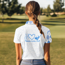 Load image into Gallery viewer, Blue argyle pattern Women Golf Polo Shirt custom peace love golf team jerseys, golf attire for women NQS9506