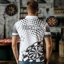 Load image into Gallery viewer, Personalized Black and White Stars Darts Polo, Quarter Zip Shirt For Men Custom Dart Team Jerseys NQS9511