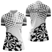 Load image into Gallery viewer, Personalized Black and White Stars Darts Shirt For Women Custom Dart Team Jerseys NQS9511