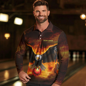 Personalized Flame Eagle Custom Bowling Team Shirts For Mens, Fire Eagle Bowling League Jersey NQS9512