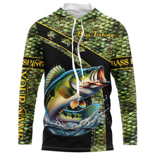 Load image into Gallery viewer, Largemouth Bass fishing scales UV protection Custom long sleeve fishing shirts, Bass fishing jerseys NQS4888