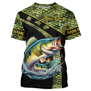 Largemouth Bass fishing scales UV protection Custom long sleeve fishing shirts, Bass fishing jerseys NQS4888