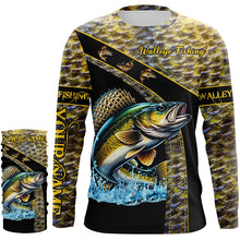 Load image into Gallery viewer, Walleye fishing scales UV protection Custom long sleeve fishing shirts, Walleye fishing jerseys NQS4890