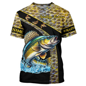 Walleye fishing scales UV protection Custom long sleeve fishing shirts, Walleye fishing jerseys NQS4890