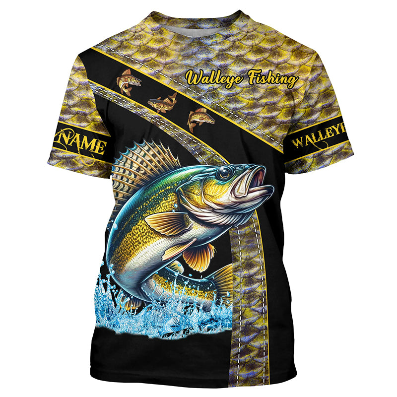 Walleye fishing scales UV protection Custom long sleeve fishing shirts, Walleye fishing jerseys NQS4890