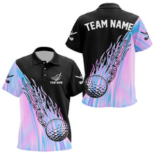 Load image into Gallery viewer, Hologram Flame Golf ball Polo Shirts For Kid Custom Golf Team Shirts Golfer Outfit NQS9674