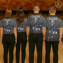 Load image into Gallery viewer, American Flag metal pattern Skull Bowling Shirts For Men Custom patriotic Bowling Team Jerseys NQS11734
