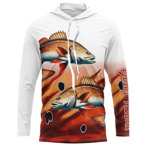 Redfish Puppy Drum Fishing Custom UV Protection long sleeve Fishing Shirts, Personalized Fishing Gift NQS275