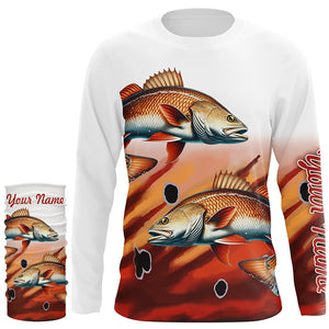 Redfish Puppy Drum Fishing Custom UV Protection long sleeve Fishing Shirts, Personalized Fishing Gift NQS275