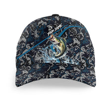 Load image into Gallery viewer, Custom Bass Fishing Camo Baseball Angler Hat Cap, Personalized Bass Fishing Team Hat with Names NQS9951