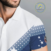 Load image into Gallery viewer, Red, White and Blue American Flag Eagle Custom Men golf polo shirt, patriotic golf outfit for men NQS10104