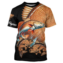 Load image into Gallery viewer, Redfish puppy drum Fishing Customize Name UV protection long sleeves fishing shirts NQS2355