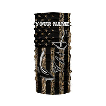 Load image into Gallery viewer, Personalized American Flag Camo Fishing Jerseys, Fish hook camo patriotic Long Sleeve Fishing Shirts NQS8920