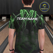 Load image into Gallery viewer, Black and Green Lightning Thunder Lion Bowling Shirt For Men Custom Lion Bowling Team Jerseys NQS11044