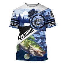 Load image into Gallery viewer, Largemouth Bass fishing blue camouflage fishing clothing Custom performance fishing shirt NQS2616