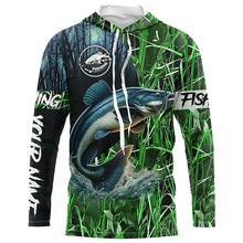 Load image into Gallery viewer, Catfish fishing green camouflage fishing clothing Custom UV protection performance fishing shirt NQS2615