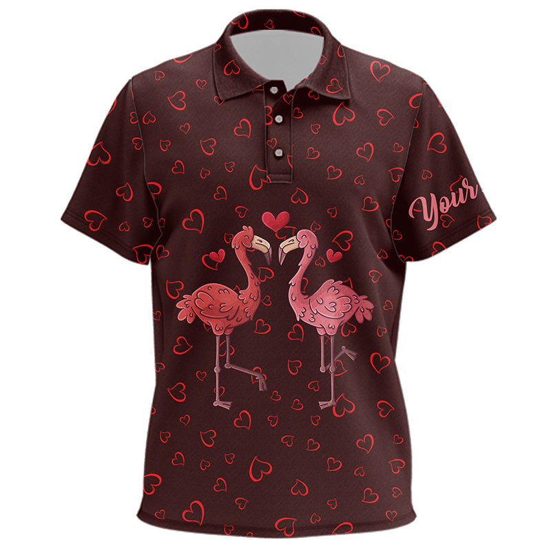 Funny Flamingo red heart pattern Kid golf polo shirts custom Valentine golf tops for Kid NQS9366