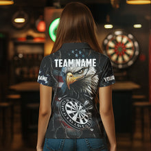 Load image into Gallery viewer, Personalized Eagle American flag Dart Polo, Quarter Zip Shirt for Women Custom Patriotic Darts Jersey NQS9521