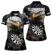 Load image into Gallery viewer, Personalized Eagle American flag Dart Polo, Quarter Zip Shirt for Women Custom Patriotic Darts Jersey NQS9521