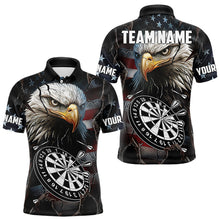 Load image into Gallery viewer, Personalized Eagle American flag Dart Polo, Quarter Zip Shirt for Men Custom Patriotic Darts Jersey NQS9521