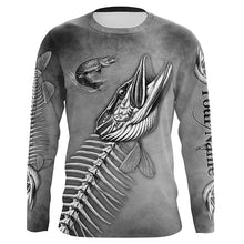 Load image into Gallery viewer, Northern Pike Fishing fish skull UV protection Customize name long sleeves fishing shirts NQS1427