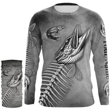 Load image into Gallery viewer, Northern Pike Fishing fish skull UV protection Customize name long sleeves fishing shirts NQS1427