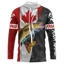 Load image into Gallery viewer, Canadian Flag Walleye Fishing Custom long sleeve performance Fishing Shirts, Walleye Fishing jerseys NQS4897