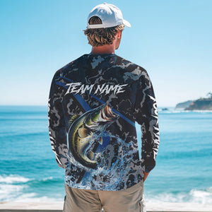 Custom Largemouth Bass Fishing Camo Long Sleeve Fishing Shirts, Personalized Bass Fishing Team Jerseys NQS9677