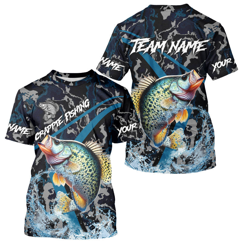 Custom Crappie Fishing Camo Long Sleeve Fishing Shirts, Personalized Crappie Fishing Team Jerseys NQS9678