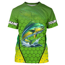 Load image into Gallery viewer, Personalized Mahi mahi green scales Performance Long Sleeve Fishing Shirts, Tournament Fishing Jerseys NQS7457