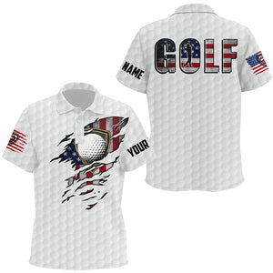 Kid golf polos shirt vintage American flag custom team golf shirts, patriot white golf tops NQS7613