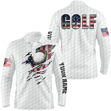 Load image into Gallery viewer, Mens golf polo shirts vintage American flag custom team golf shirts, patriot white golf tops NQS7613