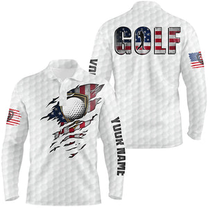 Mens golf polo shirts vintage American flag custom team golf shirts, patriot white golf tops NQS7613